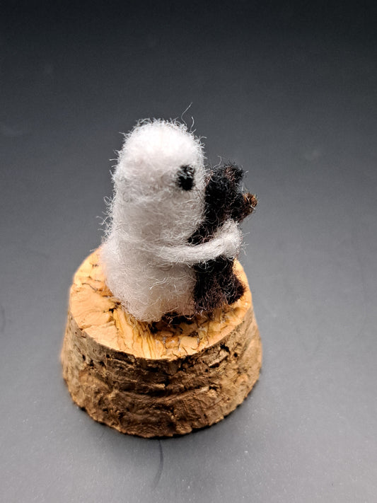 'Bear Hugs' Needle felted ghost with teddy bear in bell jar