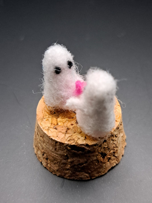 'You have my heart'- Needle felted ghosts in bell jar