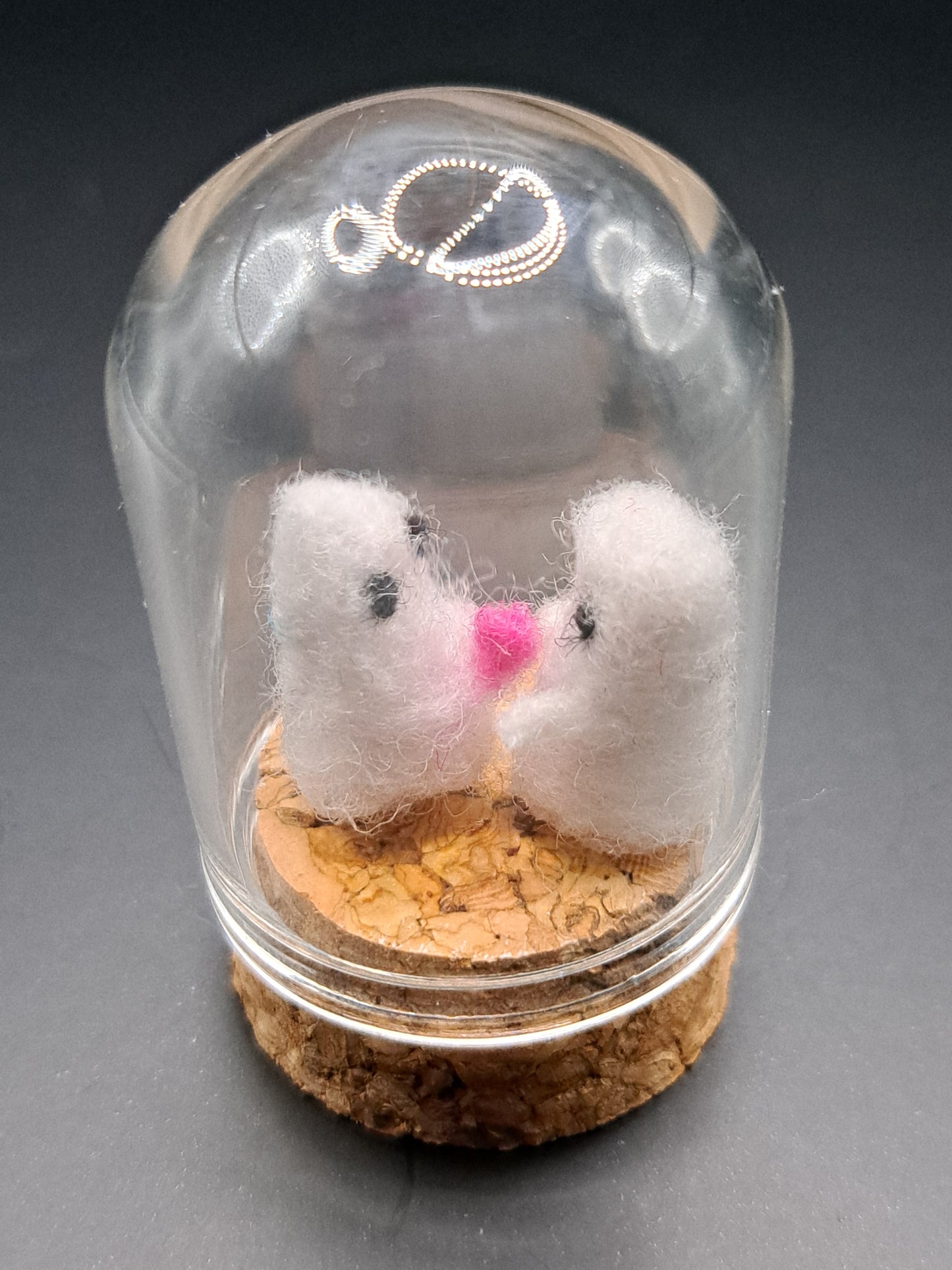 'You have my heart'- Needle felted ghosts in bell jar