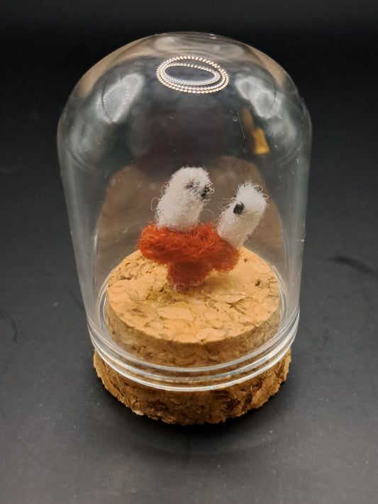 'Seesaw Margery Daw'- Needle felted ghosts on seesaw in bell jar