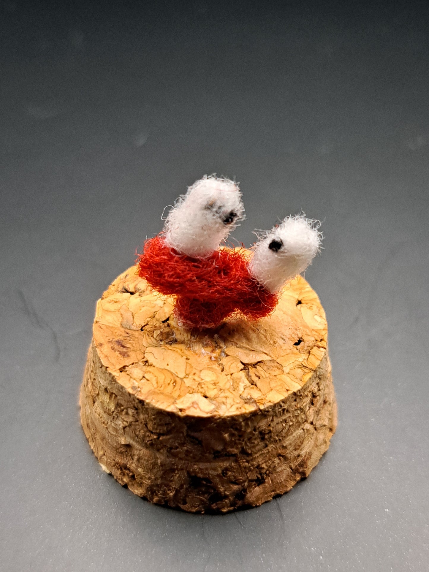 'Seesaw Margery Daw'- Needle felted ghosts on seesaw in bell jar