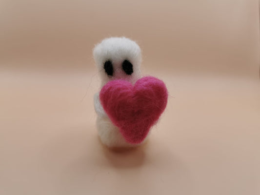 Needle felted valentines ghostie 'You have my heart'