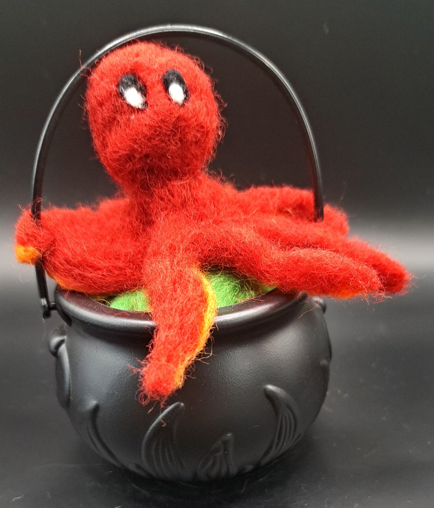 Cauldron with needle felted octopus