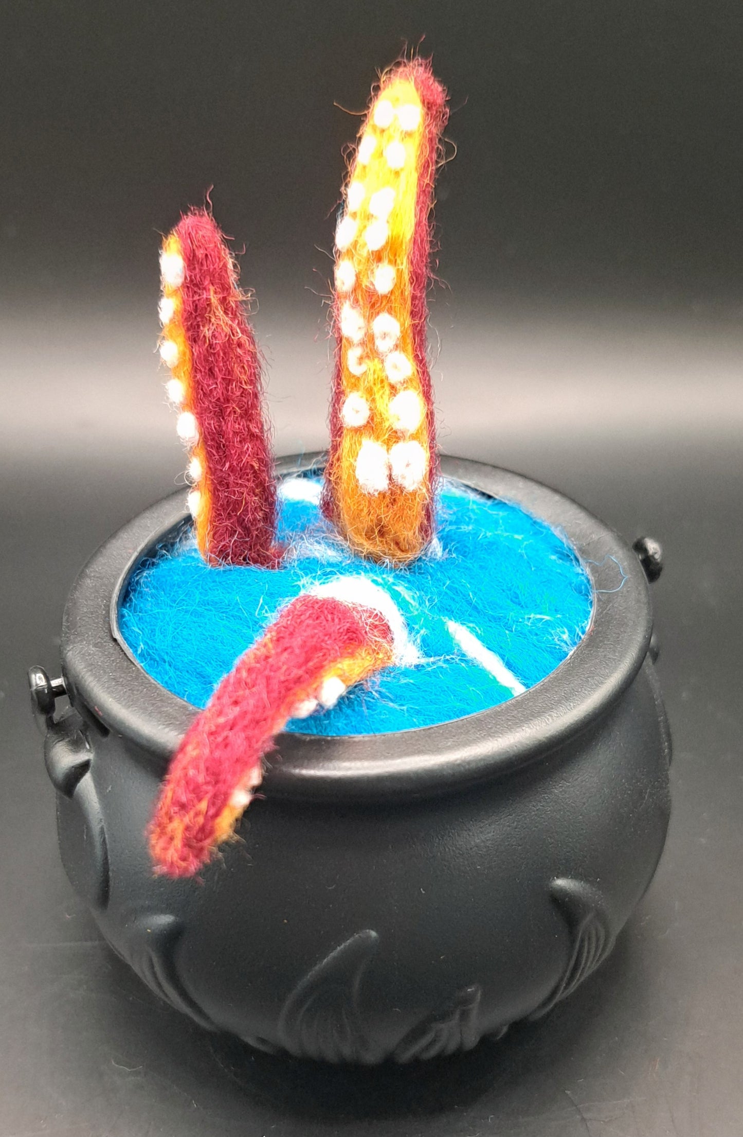 Cauldron with needle felted tentacles