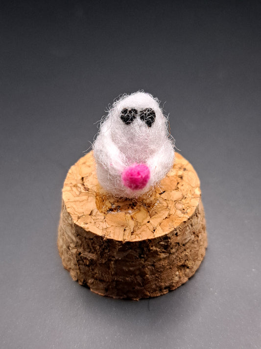 'Have a heart' Needle felted ghost with heart in bell jar