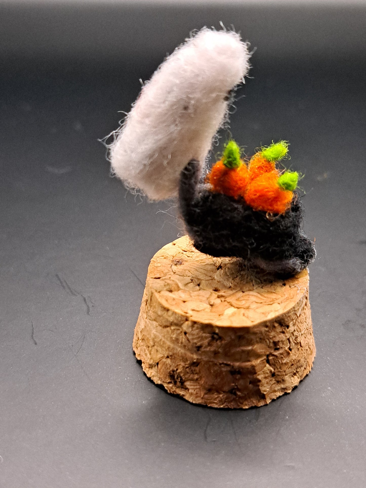 'I pick you' - Needle felted ghost with wheelbarrow in bell jar