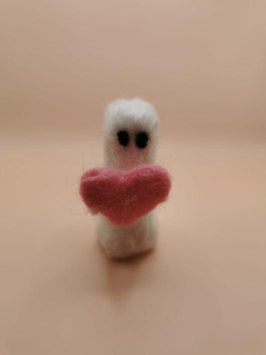 Needle felted valentines ghostie 'You have my heart'